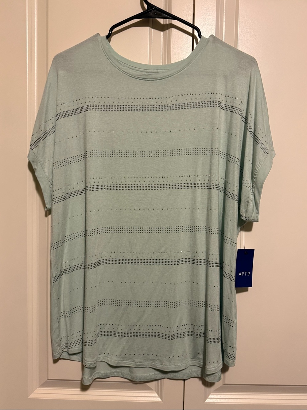 Apt. 9 Mint Perforated Short Sleeve Knit Top